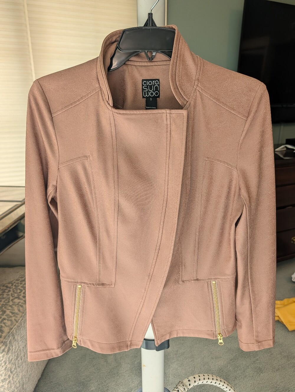 Clara Sun Woo Light Brown Faux Leather Moto Jacket